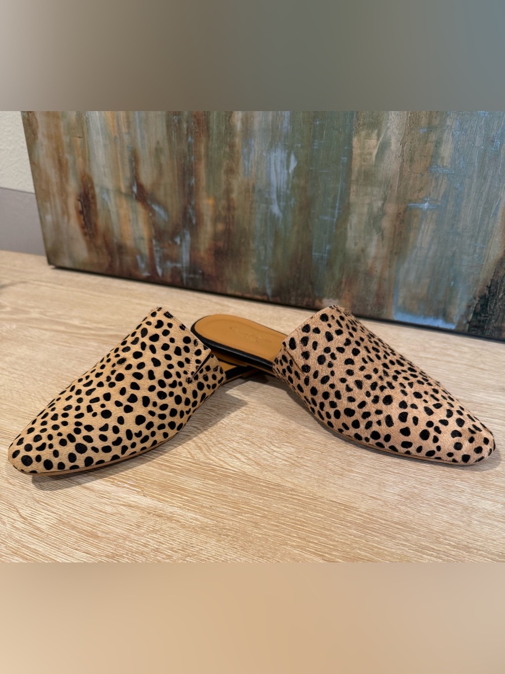Garnet Hill Essential Iris Mules Cheetah Print Calf Hair